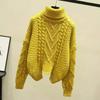 Autumn/Winter Korean Loose High Neck Pullover Sweater for Female studentsShort Thick Woolen Jacket with Increased Thickness