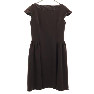 Rene made in Japan Französische Ärmel Knielanges Kleid 36 Braun Damen Gebraucht