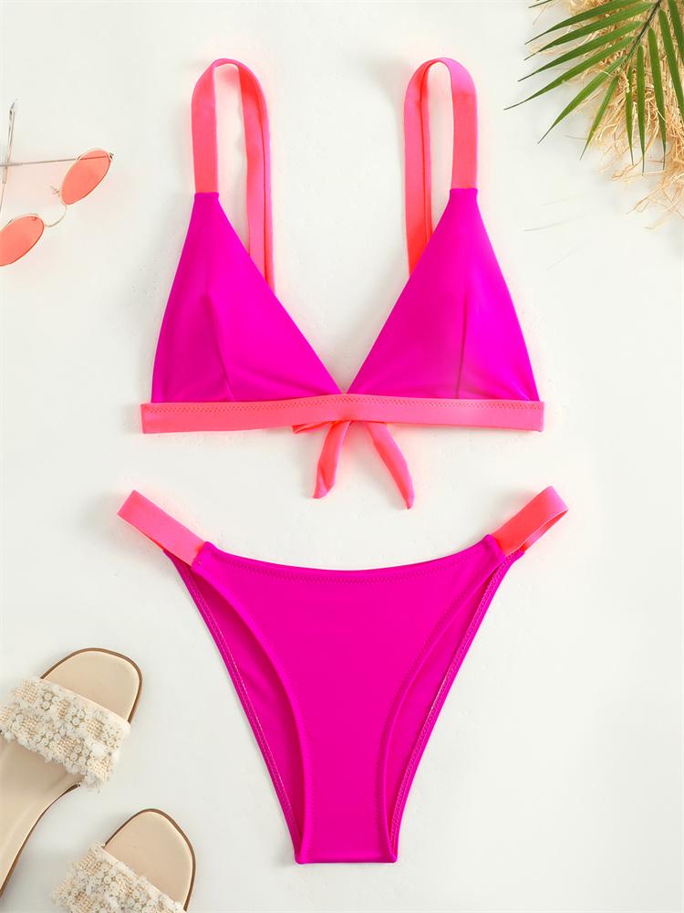 

Купальник бикини женский со шнуровкой купальники 2025 новый сплошной комплект бикини с лямками сексуальный купальный костюм стринги для женщин летний пляжный бикини L розы красного