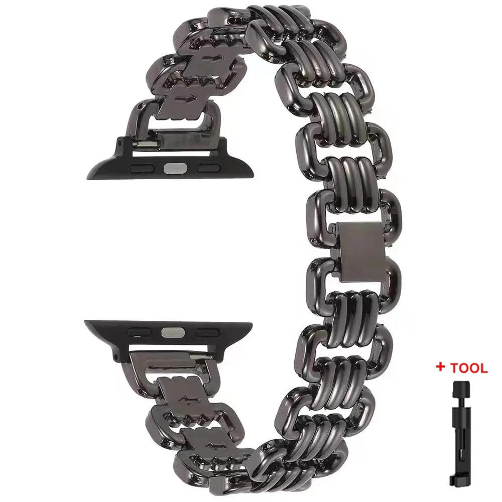 Luxury Chain Strap for Apple Watch Band Series 10 9 8 7 6 5 4 3 2 se Metal Bracelet IWatch Ultra 49mm 46mm 42mm 44mm 40mm 38mm