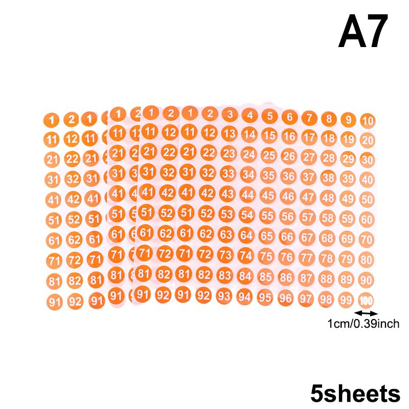 5 Ark Nummerklistermärken 1-100 Etikett Nummerklistermärke För DIY Hantverk Nagellack Limflaska Scrapbooking Dagbok Kontorsmaterial