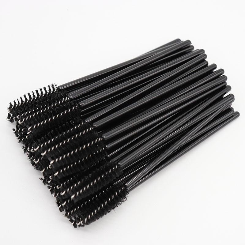 Pack of 50 Disposable Eyelash Brushes with Nylon Bristles, Solid Handle - Portable Eyebrow Brush and Eyelash Curler Makeup Tools.