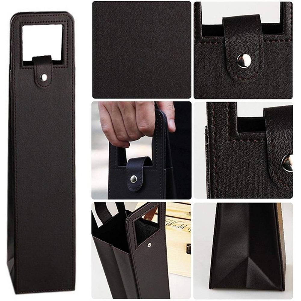 

1pc New Fashion Simple Style Selling Wine and Beverage Gifts High-grade Leather Fashion Wine Packaging 1pc чорний