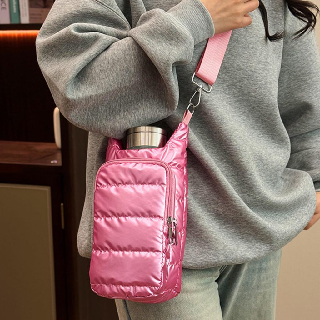 Water Bottle Sling Bag Sleeve Holder Carrier, Insulated Crossbody Water Bottle Case Cover with Strap and Pockets for Men/Women