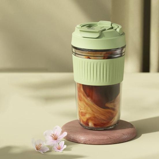 Portable Glass Tumbler with Silicone Straw 350/500ml Leakproof Reusable Coffee Mug for Office School Glass Drinking Vessel for Hot Cold Drinks