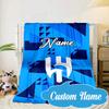 Custom Name Blue Hilal Crest Design Blanket bed sofa Blanket Flannel Blanket for Camping, Hiking, Picnic Essentials,gift for Fan family
