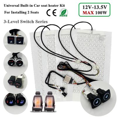 Univerzální Max 100W Vestavěná Sada Vyhřívání Sedadel do Auta Vhodná pro 2 sedadla s 12V Karbonovými Vytápěcími Podložkami 3-úrovňový Ovládací Spínací Systém