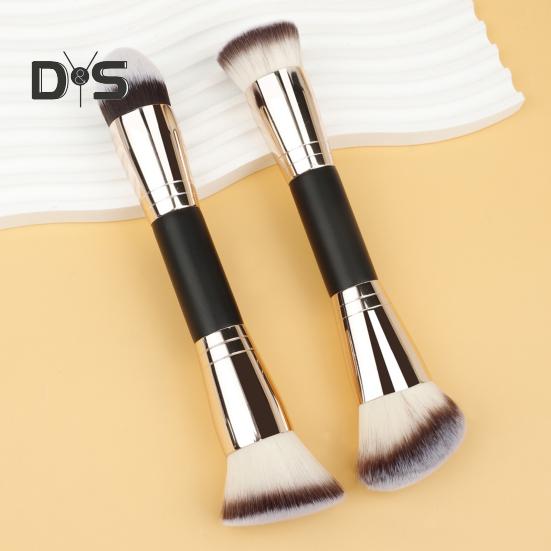 Doppelköpfiger Make-up-Pinsel, professionell, schräg, flache Oberseite, synthetische Kabuki-Grundlage, loses Puder, Rouge, Lidschatten, Kontur, Concealer, Mischkosmetik