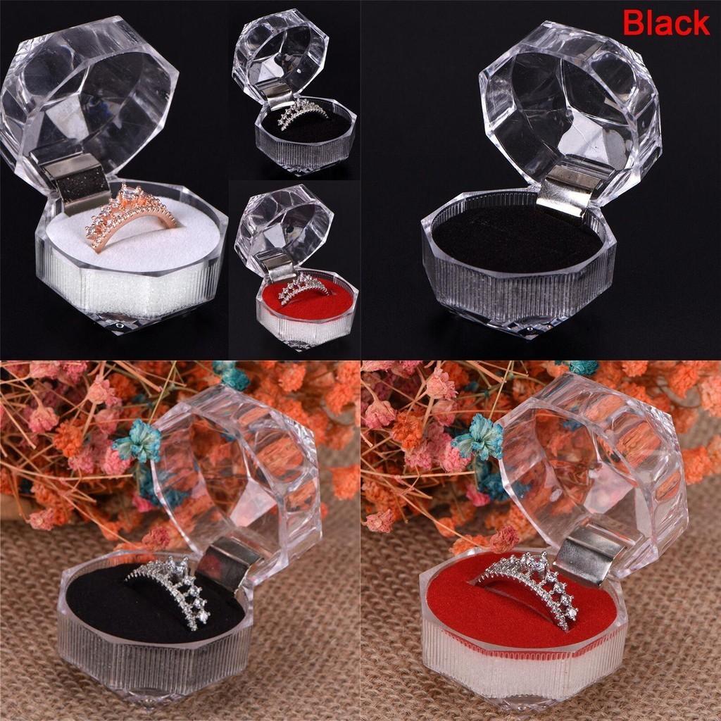 Durable Acrylic Small Octagonal Transparent Crystal Ring Box Jewelry Storage Box For Rings Earrings And Accessories