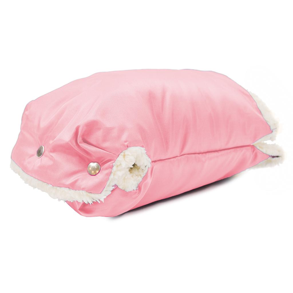 Pink muff gloves for stroller sled insulated fur winter