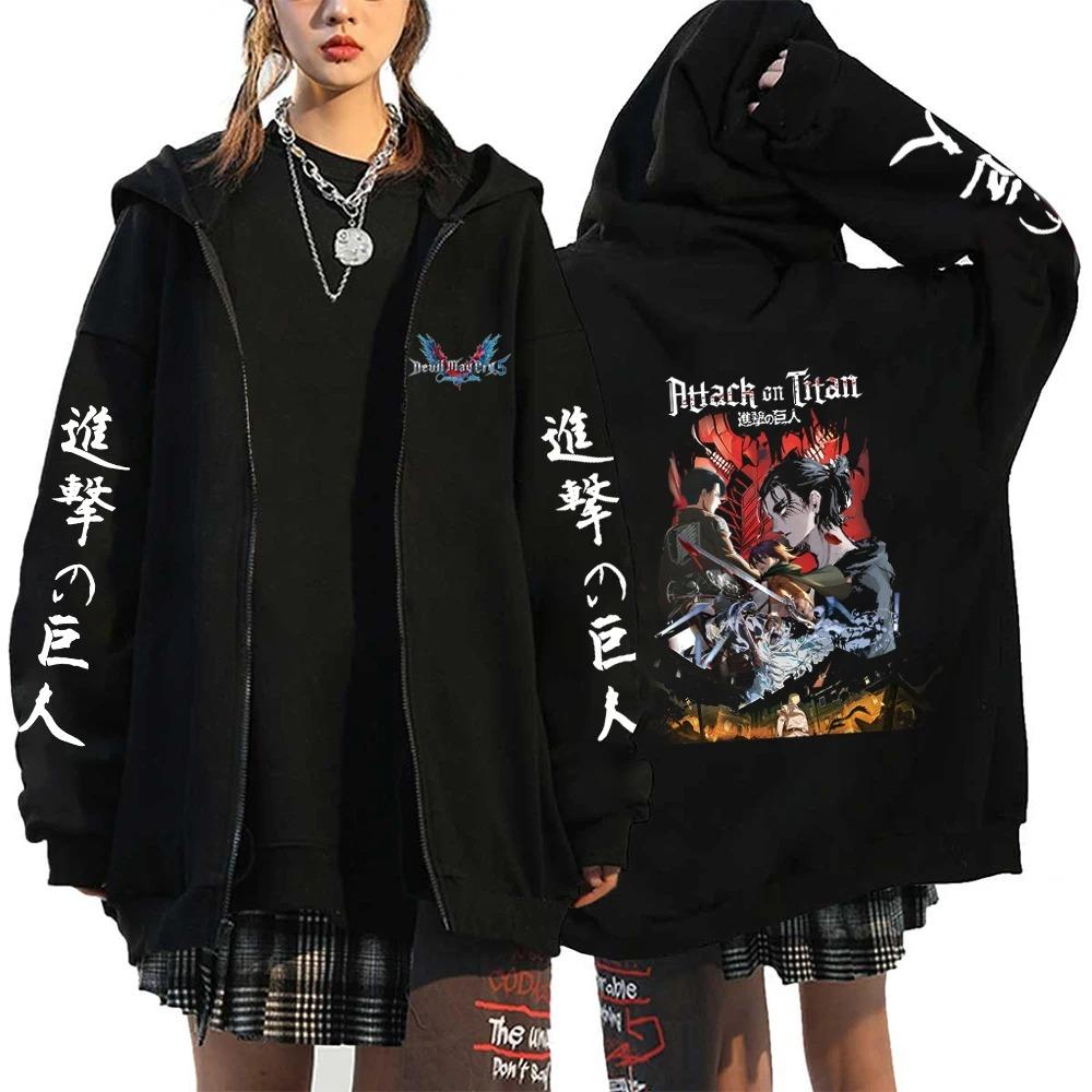 2025 Women's Sportswear Paired with Anime Hooded Warm Zipper Sweater Printed Original Design