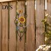 Weather Resistant Wall Ornament Metal Sunflower Bee Art, Rustic Flower Vine Hanging, Patio Fence Yard Decoration Indoor Outdoor Garden Decorative
