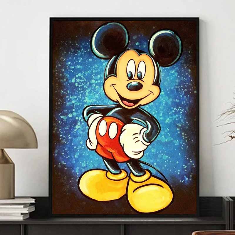 Disney Diamond Painting Mickey Mouse Starry Sky Oil Painting Style Art Painting Diamond Mosaic Cross Stitch Diamond Inlay Room Decoration Gift