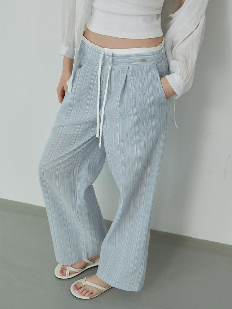 Lesyuem Striped Summer Wide Pants