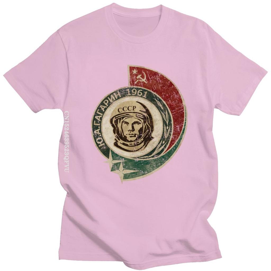 Retro 1961 CCCP Yuri Gagarin Tshirts Unisex ONeck Women Unisex USSR Cosmonaut T Shirt Soviet Union Astronaut Tshirt Cotton Tee Top