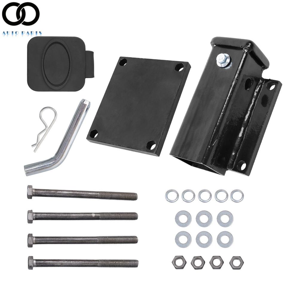 Bolt-On 2 Inch Receiver Bracket For Square Bumper 4-4.5 Inch With Hardware Black