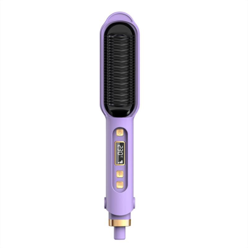 Fluffy Styling Ion Hair Comb: 2-in-1 Straightener & Curler