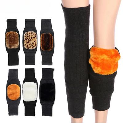 1 pár Unisex kašmírové vlněné kolenní ortézy podložky Zimní teplé termální hřejivé na kolena Zesílené Prodloužené Prodyšné Elastické návleky na kolena