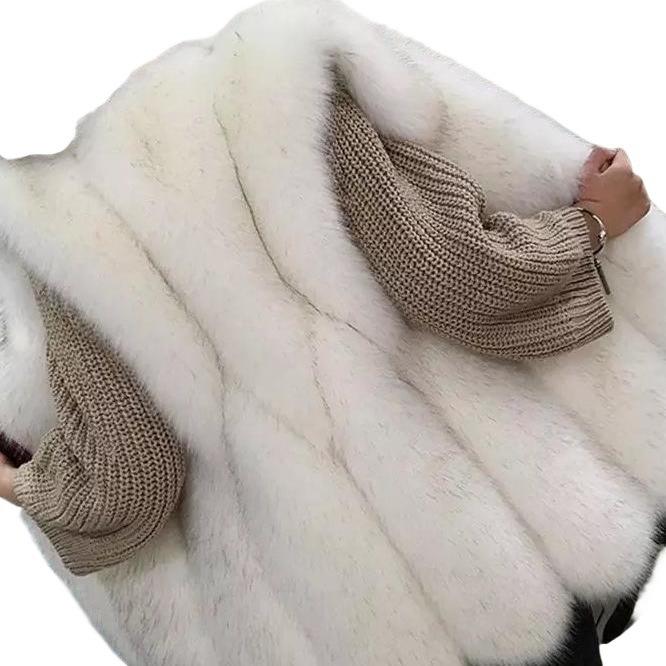 Autumn and winter new water drop imitation fur vest women's medium and long large size thin imitation fox fur vest jacket