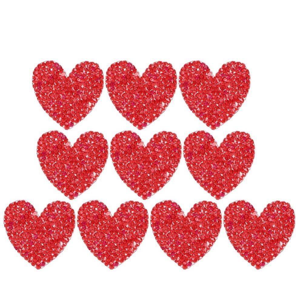 10pcs Sew On Type Heart Shaped Appliques 4cm Iron On Patches  For DIY Crafts