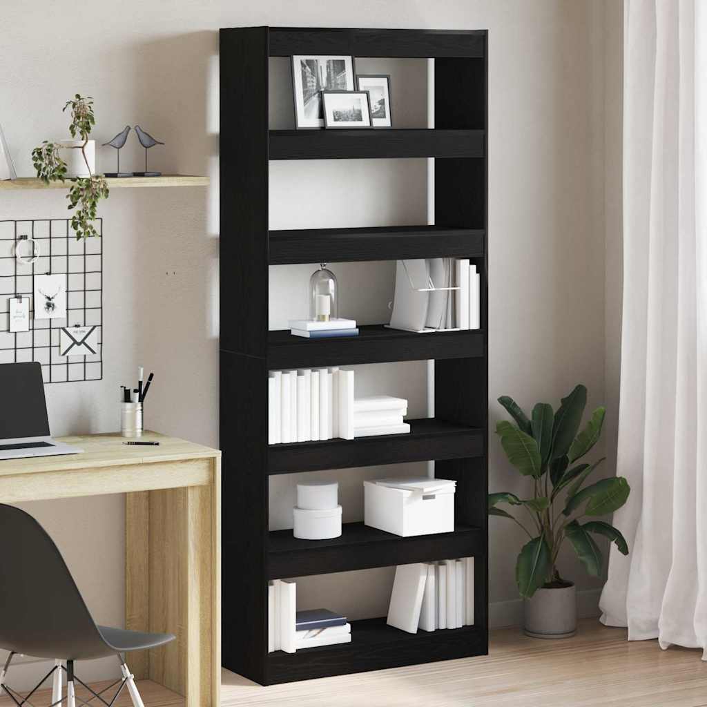 Bookshelf Black Oak Look 80 x 30 x 198 cm Engineered Wood