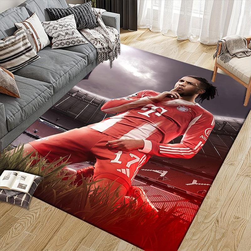Michael Olise Flannel Printed Carpet, Home Sofa Decoration for Living Room & Bedroom, Non‑Slip Play Flannel Floor Mat for Game Room