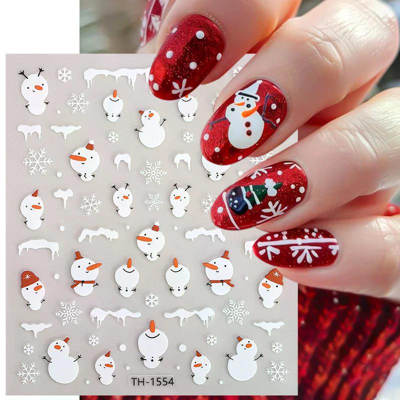 Cute Christmas DIY Nail Decals Sliders - Gingerbread Santa Cat Xmas Tree Bell Stickers for Holiday Party Manicure Decor
