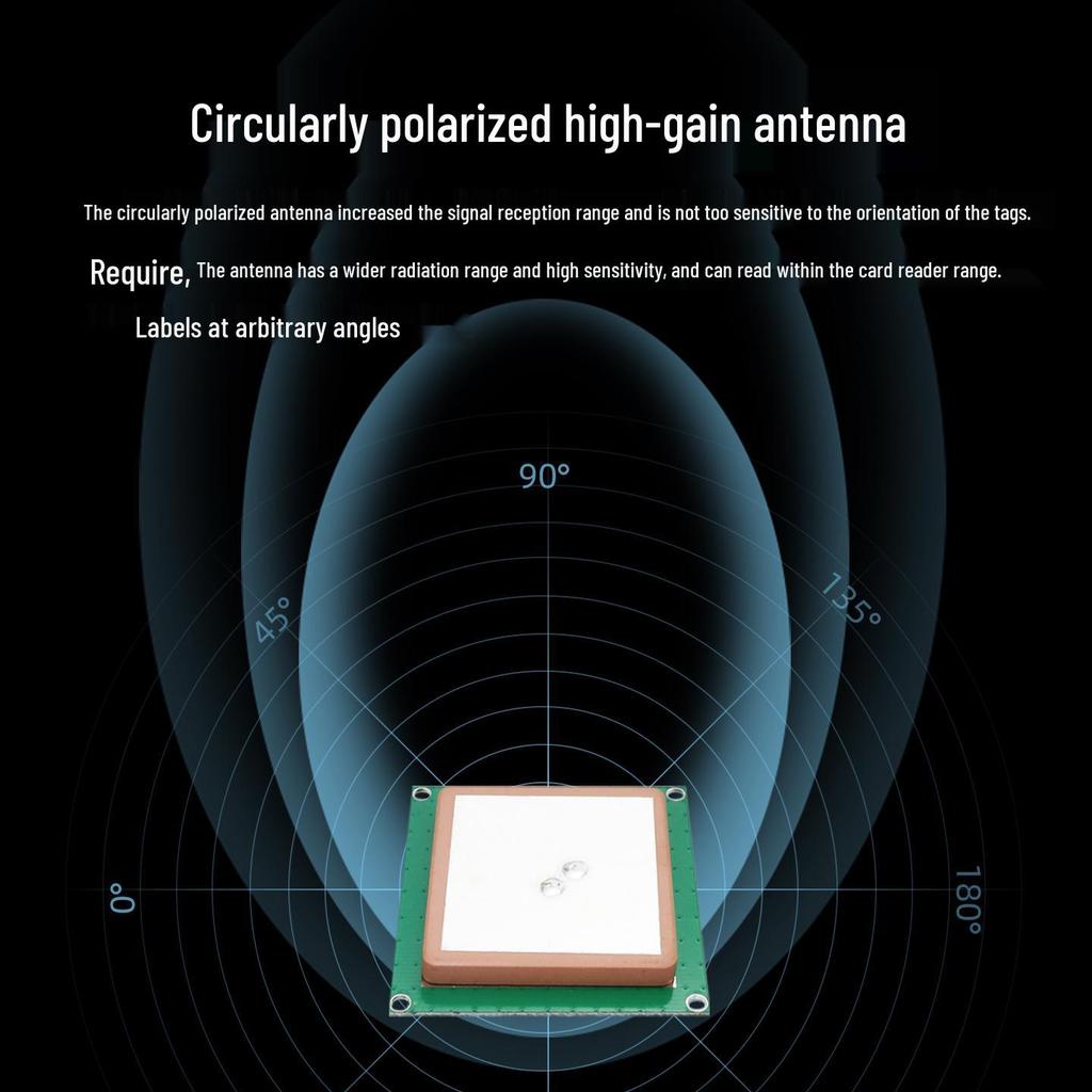 Ultra-High Frequency Circular Polarized RFID Ceramic Antenna (902~928MHz) with High Gain, Omnidirectional Split-Type Reader/Writer.