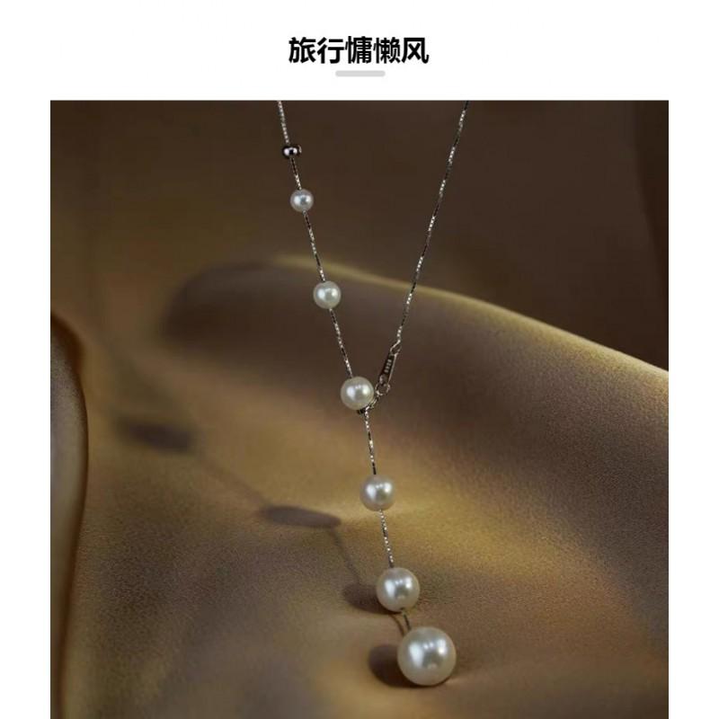 Womens Pearl Necklace Minimalist Luxury Sweater Chain Clavicle Pendant Fashion Commute