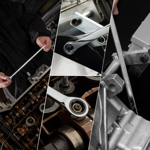 DURATECH 14mm Open End Ratchet Wrench, Long Type, Metric Size, Single-Sided Ratchet Design, 72 Gears, Mirror Finish