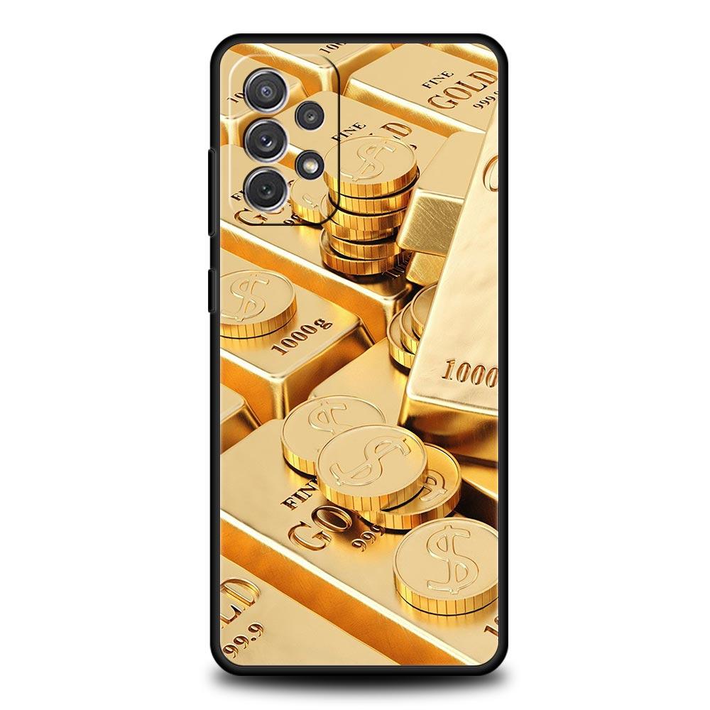 Gold Money Pattern Phone Case for Samsung A51 A71 A21S A17 A11 A15 A25 A41 A23 A33 A53 A73 A07 A03S A05S A13 A35 A55 5G Cover