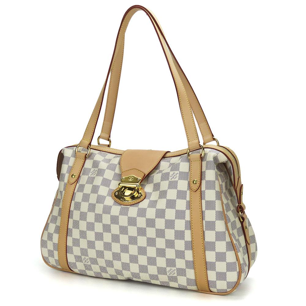 Used LOUIS VUITTON Tote Bag Stresa PM N42220 Damier Azur/Nume leather white Fashionable
