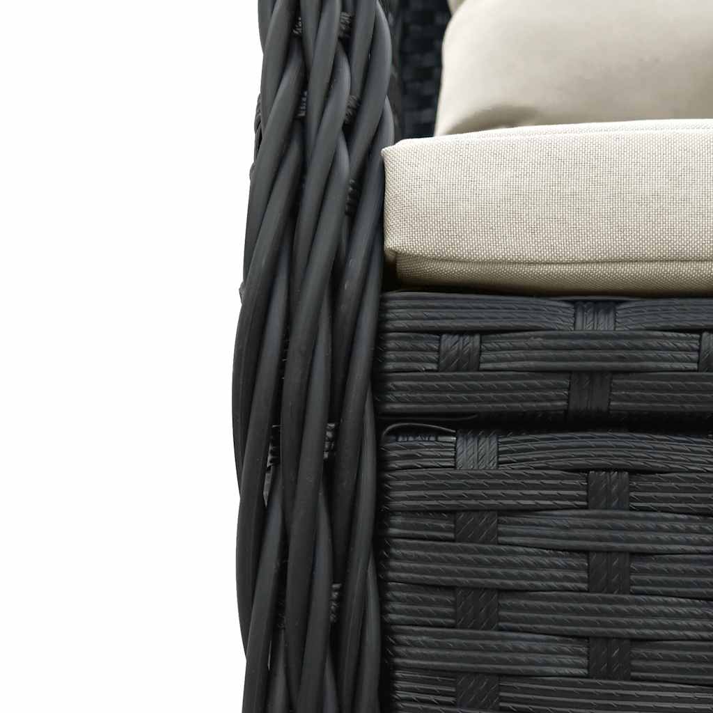 Vidaxl 5-Cz. Garden Furniture Set With Cushions, Black, Poly Rattan