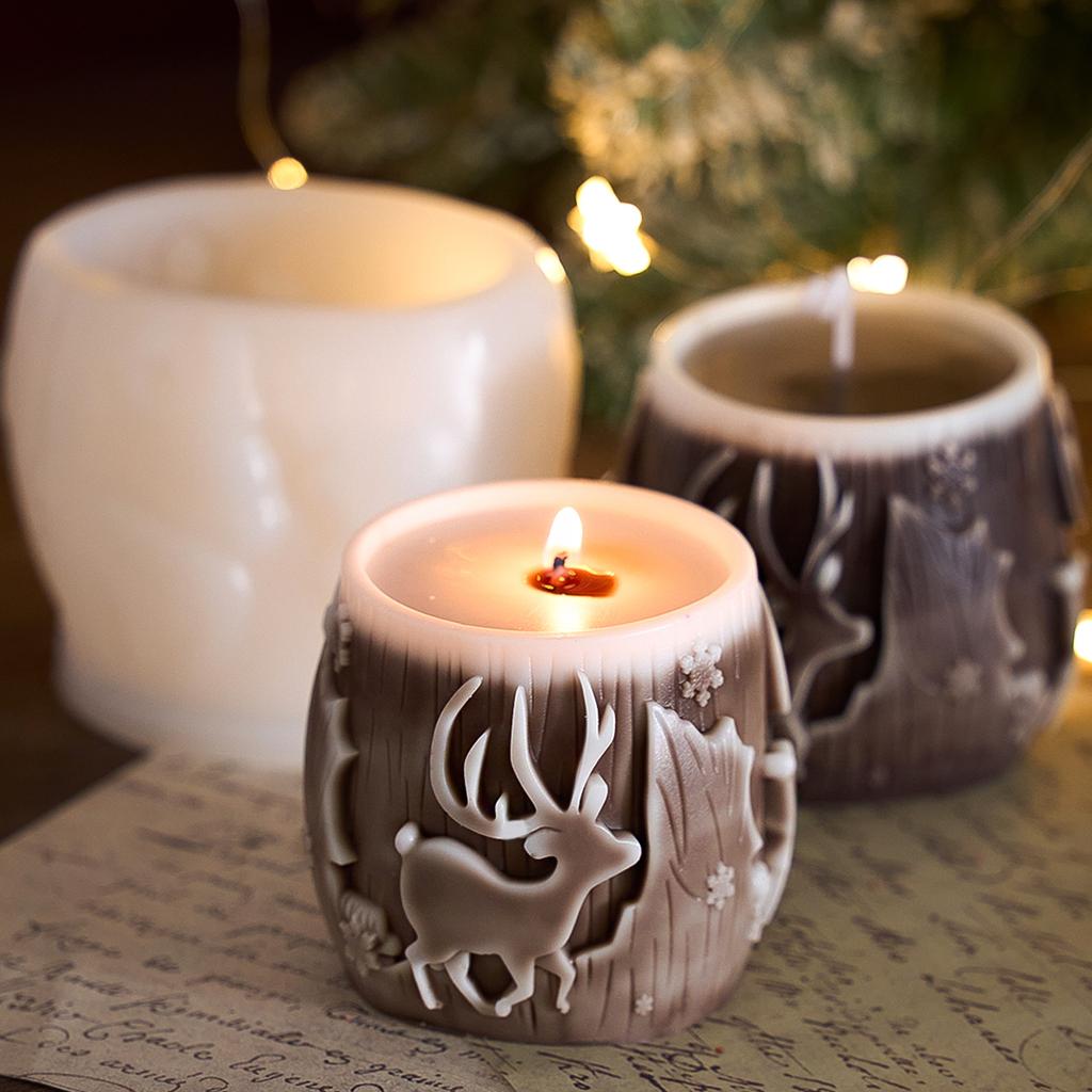 Weihnachtsbaum Elch Silikon Kerzenform DIY Handgemacht Zylindrisch Aromatherapie Seife Gips Harzformen Heim Weihnachtsdeko Handwerk Geschenke