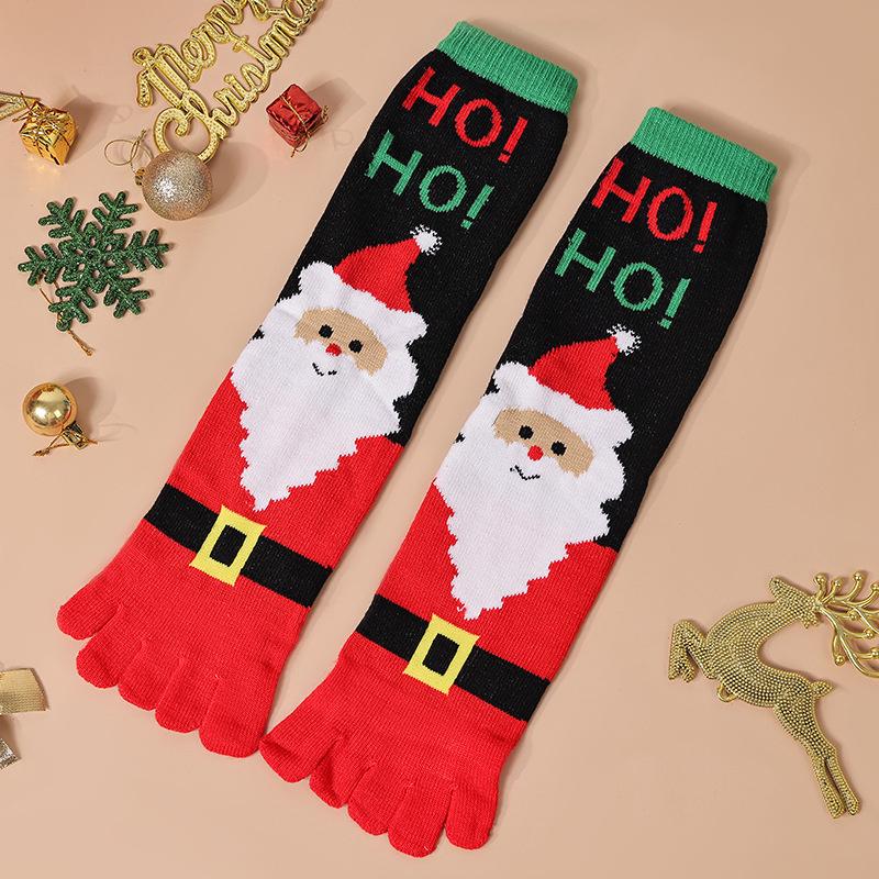 New Fashion Women Funny Cartoon Printed Toe Socks Cotton Five Fingers Socks Casual Soft Socks Women Christmas Sock