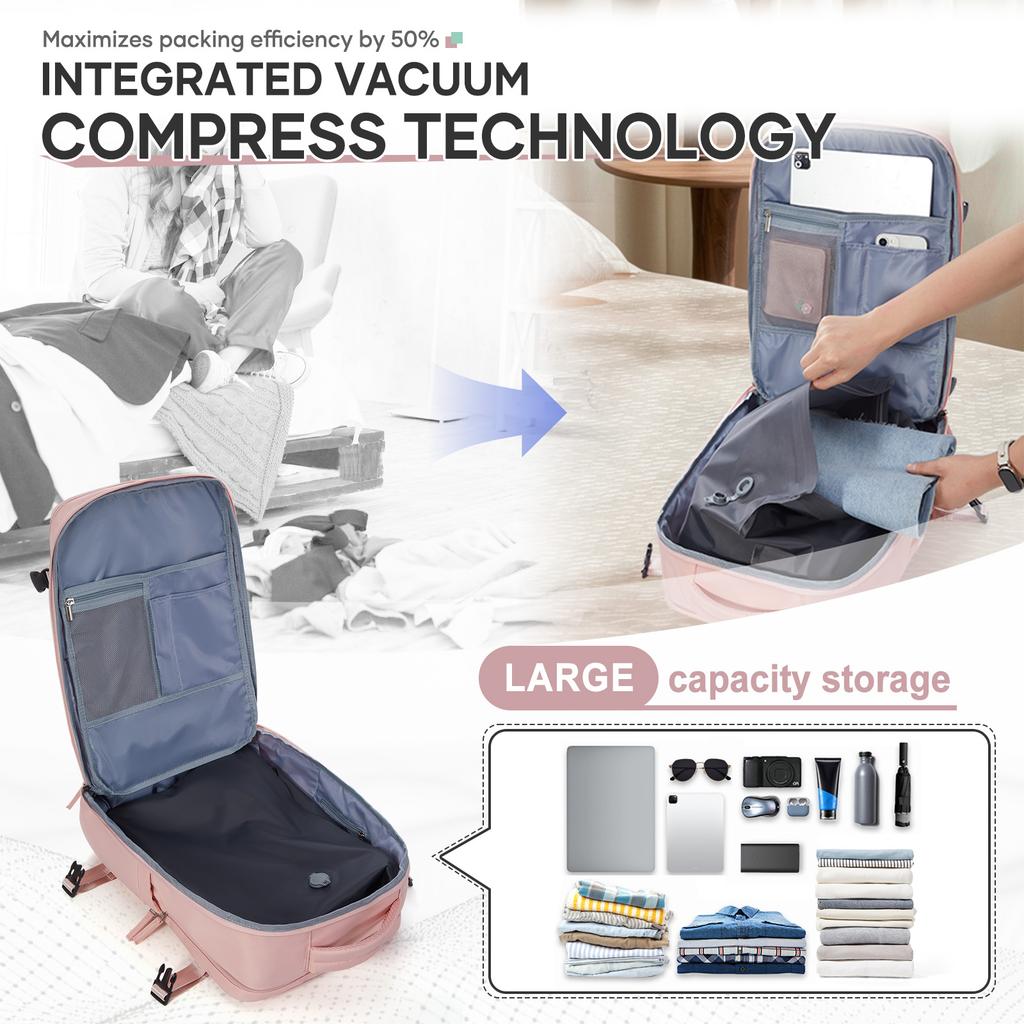 Vacuum Compressed Backpack, Suitable for Business Leisure, Travel Bag, Multifunctional Laptop Backpack Vacuum Bags for Clothes