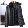 Men's First-layer Cowhide Mink Fur Collar Leather Jacket