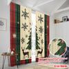 2 Stück, 2D-Flachdruck Vorhänge&Fensterdekoration Büffelkaro Weihnachtsbäume Schneeflocken_c Vielseitiger Stoff (ohne Stange) Zimmer