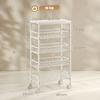 4-tier storage cart, rolling utility cart with removable baskets, metal frame, white