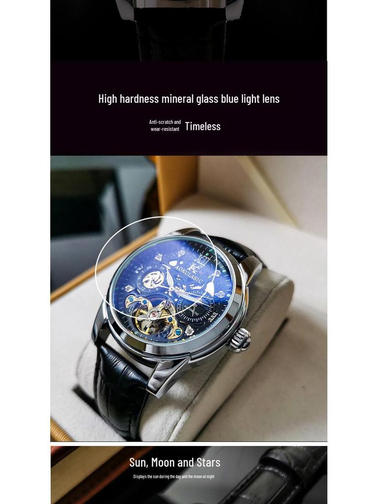 Augustus Men's Automatic Waterproof Tourbillon Skeleton Watch