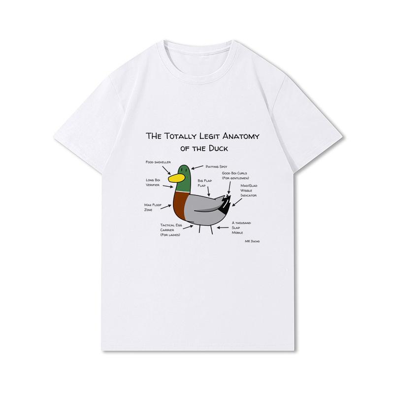 Letní trička větší velikosti pro ženy Whisling Duck Potištěné Neformální tričko s krátkým rukávem Topy 100% bavlna Oversize O Trička s výstřihem