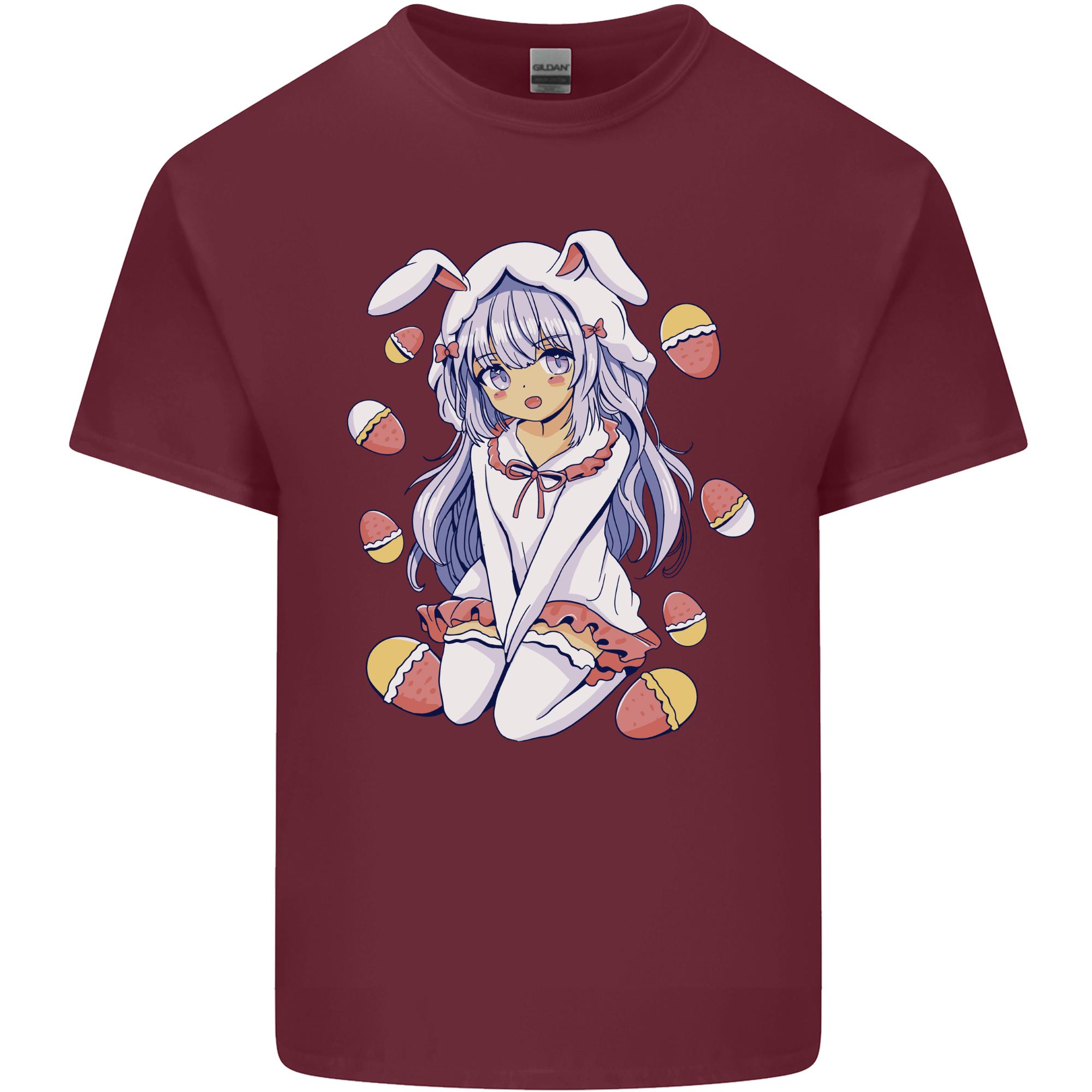 Easter Anime Girl With Eggs and Bunny Ears Unisexs Light Cotton TShirt S