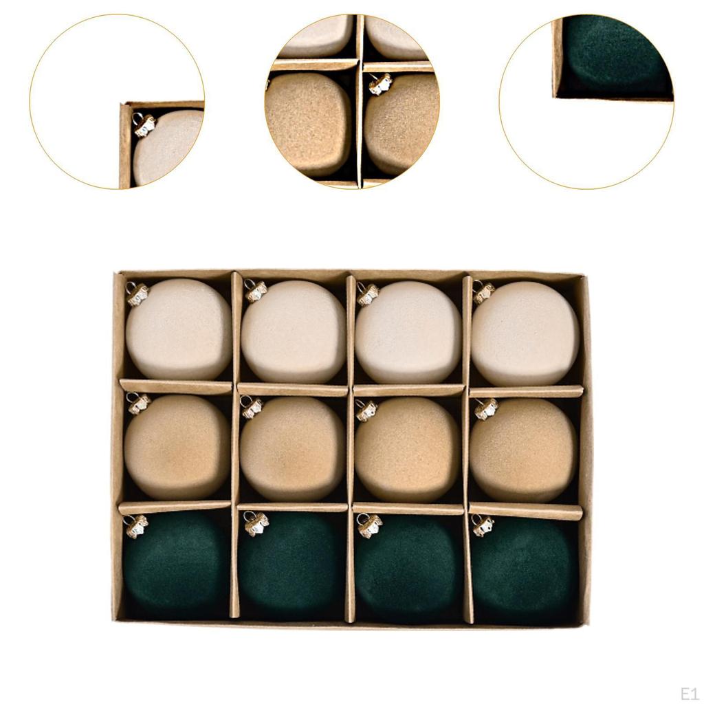 12 Pieces - Ornaments, Flocked Christmas Decoration, Shatter Decorative Balls