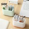 Office Supplies Storage Organizer Desktop Pen Holder, Compartments Thickened Plastic Organizer, Macaron Cute Desk Accessories for Girls Color Vertical