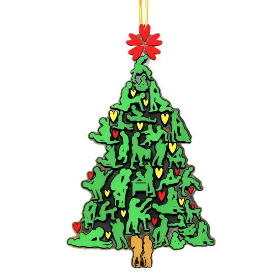 Zlobivý stromeček Vánoční ozdoba Humorná 2D akrylová Zelený strom Tvar Závěsná dekorace Vtipné Dospělé Sváteční Dárky pro Páry