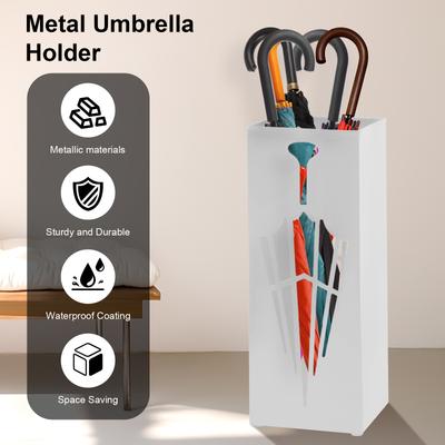 Umbrella Holder Metal Free Standing Umbrella Stand Rack Rectangular Multipurpose Indoor Walking Stick Holder for Home Entryway