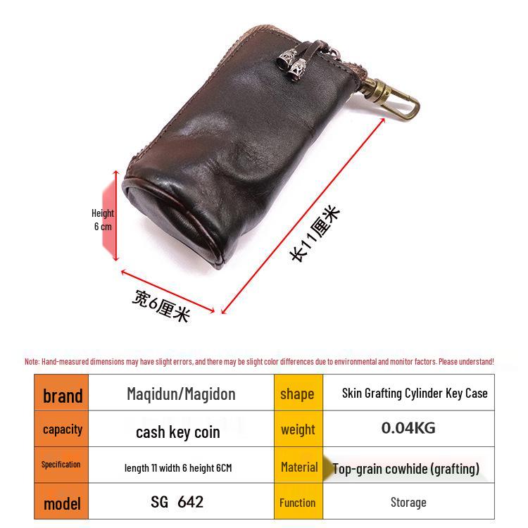 Vintage Distressed Leather Key Case for Men - Large Capacity, Waist Hanging