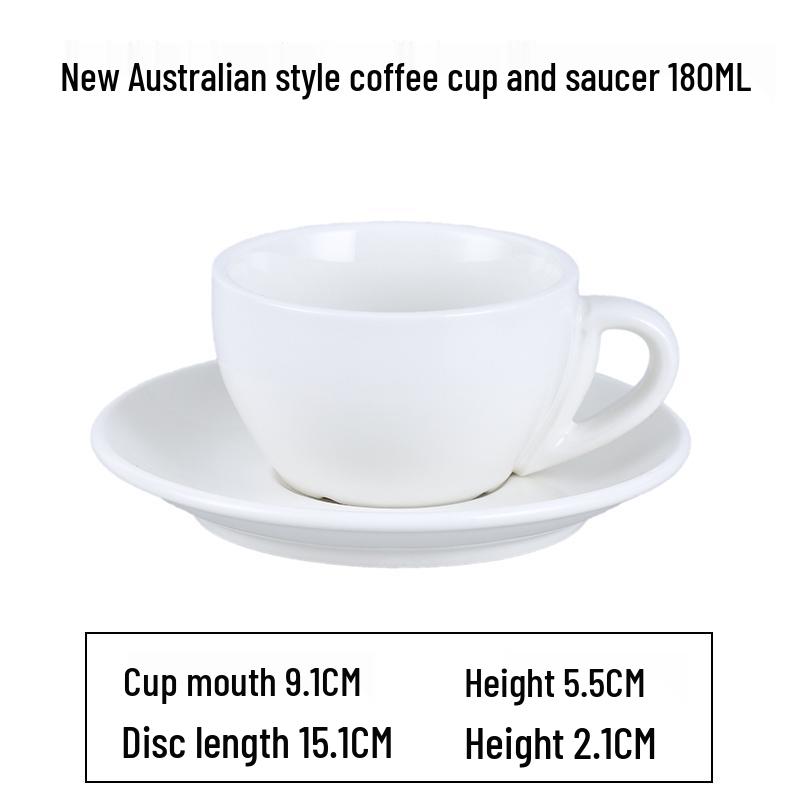 European Latte Art Cappuccino Cup & Saucer Set - White Ceramic Tea/Coffee Cup for Hotel Guest Room