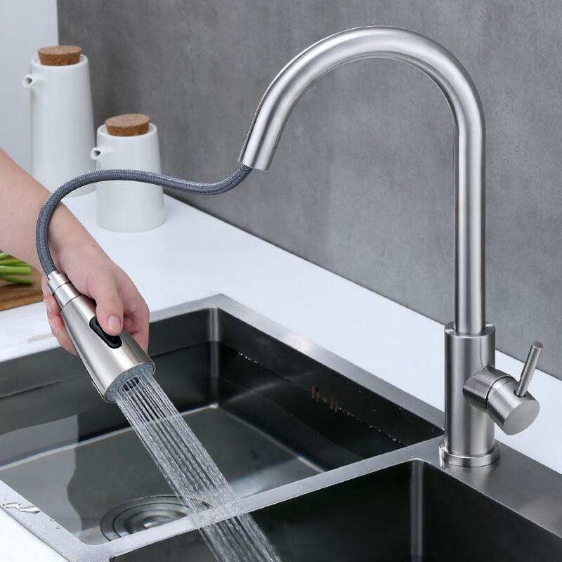 

TLXT 304 Stainless Steel Wall-Mounted Pull-Out Kitchen Faucet