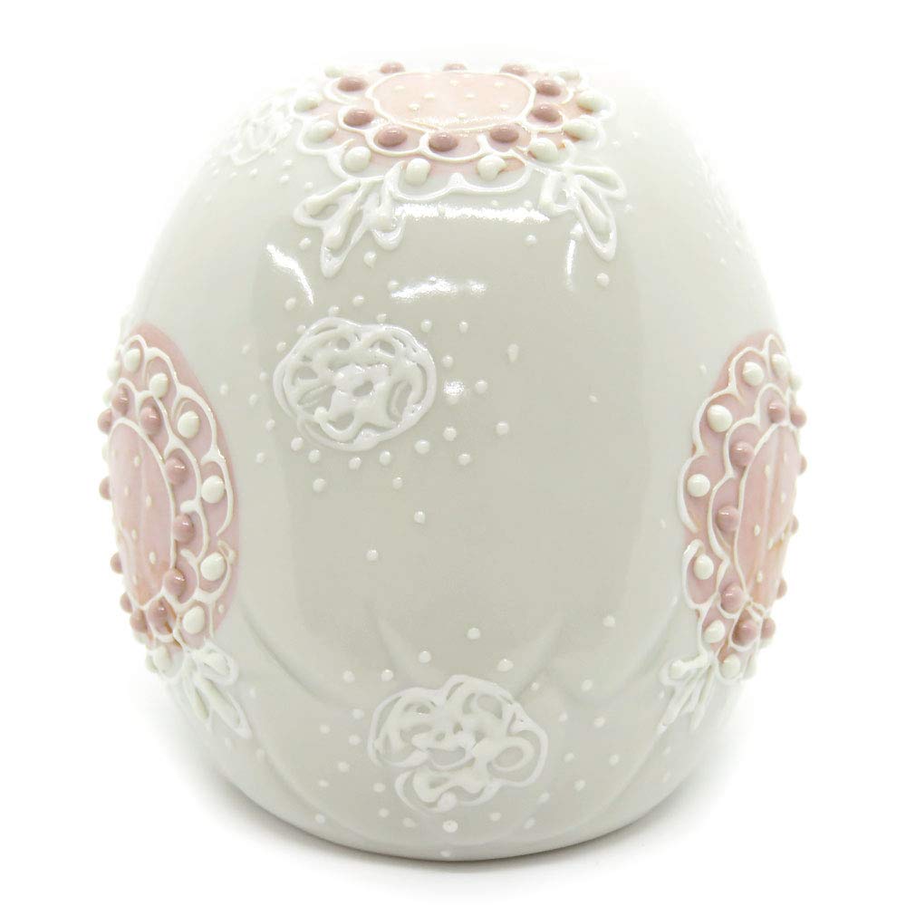 Lucky Charm Figurine, Kutani Ware, Ball Owl, Large (Pink), Ceramic, Gift, 60th Birthday Present